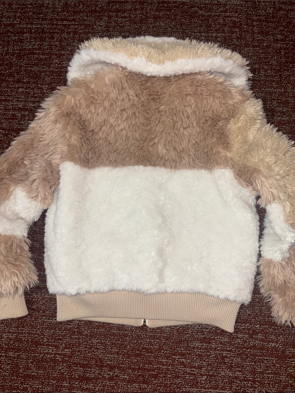 Avec les Filles jacket colorblock Sherpa bomber jacket large collar faux fur - Picture 3 of 14